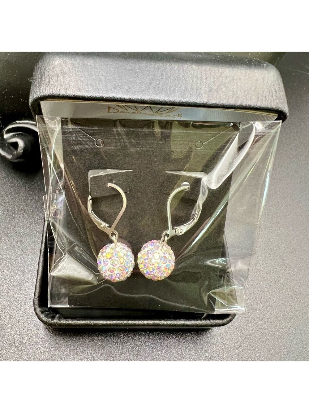 NWT Harriet Ave Jewels Iridescent Rhinestone Bead Silver Minimalist Earr… - Picture 2 of 5